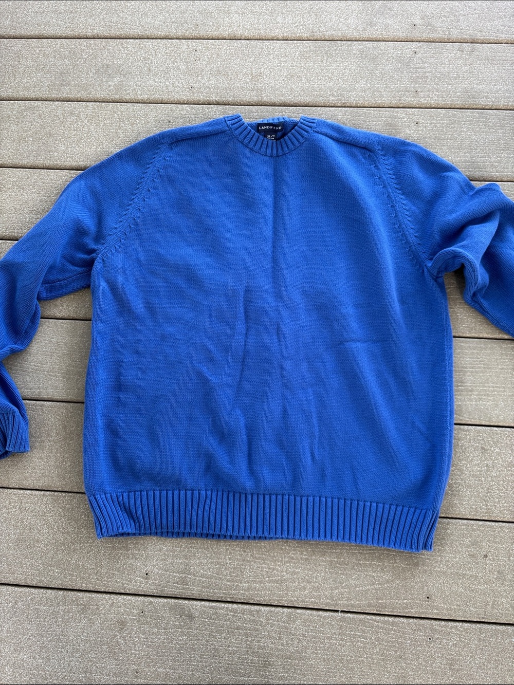 Lands' End Men's Bright Blue Crewneck Sweater